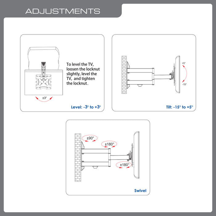 QualGear QGTM020BLK Articulating TV Mount 2342 Inch  Black