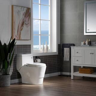 WOODBRIDGE Marsala II One Piece 1.1GPF1.6 GPF Dual Flush Elongated Toilet with Non-Electric Toilet Seat Included in White HT0042