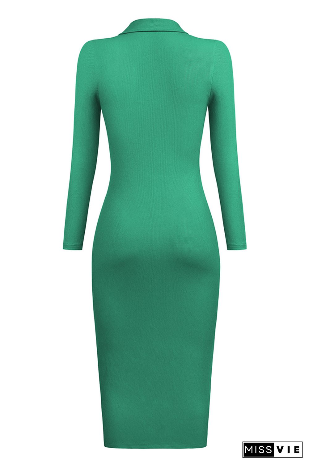 Plain Open Button Knit Midi Dress