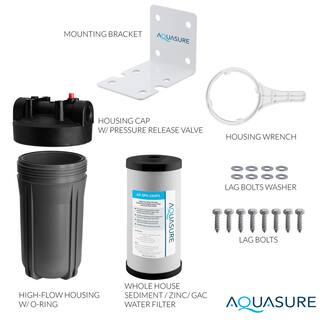 AQUASURE Fortitude V2 Series Multi-Purpose Whole House Water Treatment System w Silophos Scale Inhibiting Standard in Gray Size AS-FS-25SPXH