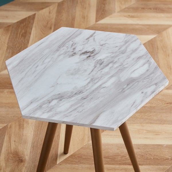 JASIWAY Modern Faux Marble Side Table Nightstand