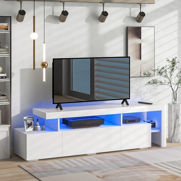 Modern TV Cabinet TV Stand w/LED Lights Up to 70 inch TV-High Gloss