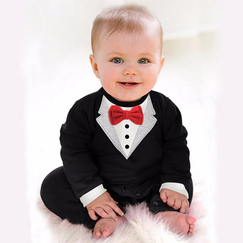 Baby Boy Clothes Spring Autumn Cotton Formal Romper Gentleman Outfit Newborn One-Piece Clothing Handsome Jumpsuit Party Suit