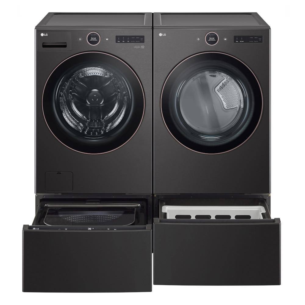 LG 27 in. Laundry Pedestal in Black Steel with Storage Drawer for Washers and Dryers WDP6B