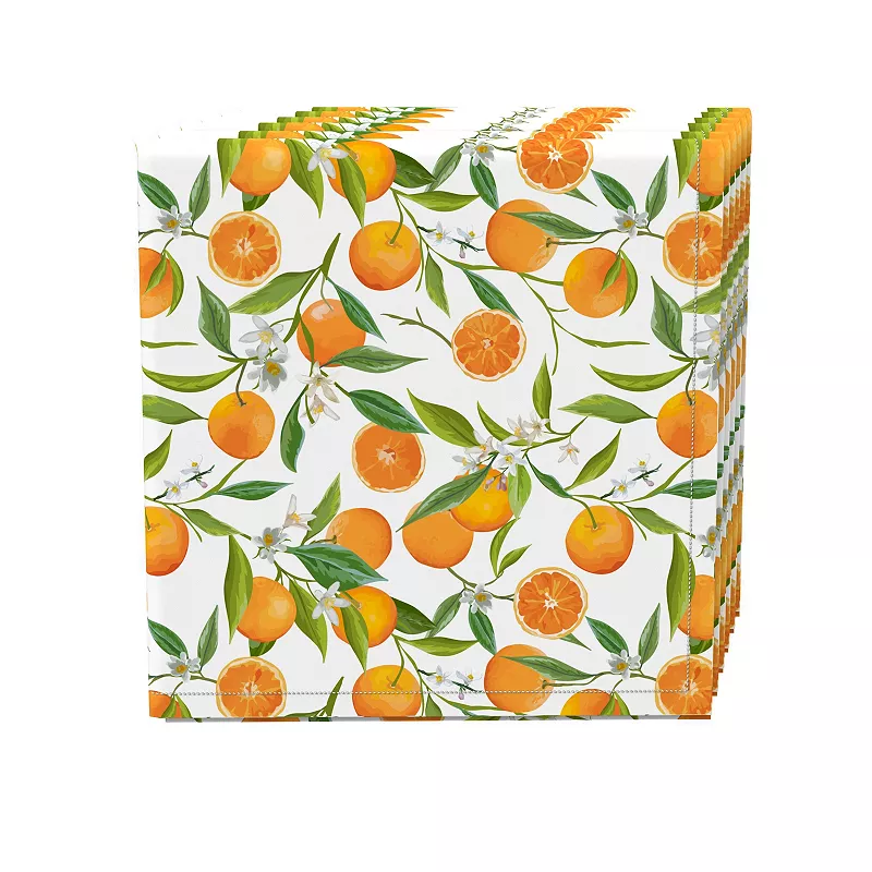 Napkin Set， 100% Polyester， Set of 4， 18x18， Orange Tree