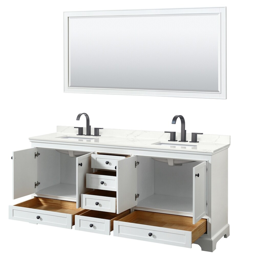 Deborah 80 inch Double Vanity  Quartz Top  70 inch Mirror