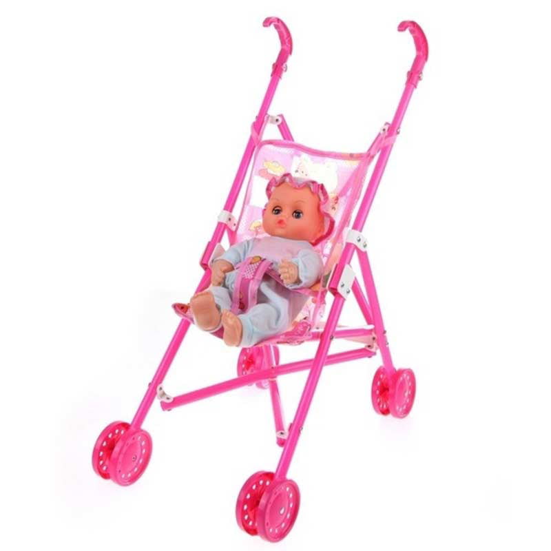 lzndeal Stroller Plastic Children Pram Pushchair Toy Play Set for Garden Outdoors Supermart Safe Baby Dolls Carriages