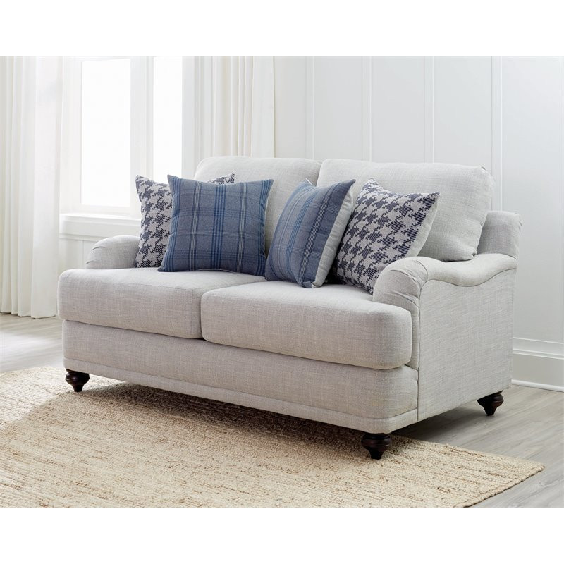 Coaster Contemporary Fabric Recessed Arms Upholstery Loveseat in Gray   Traditional   Loveseats   by Homesquare  Houzz