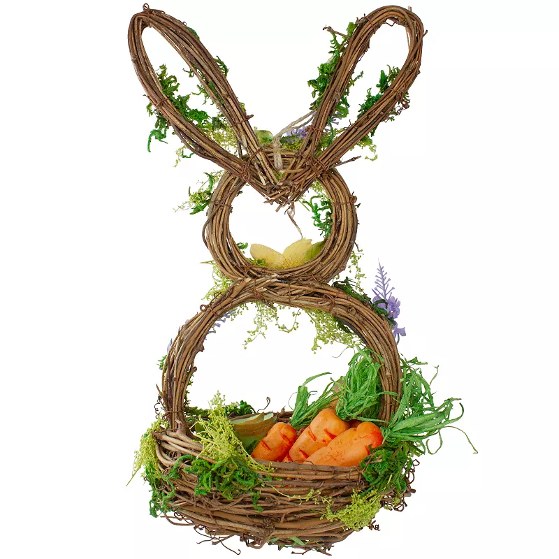 Northlight 14.5 Brown and Green Artificial Floral Bunny Shaped Basket