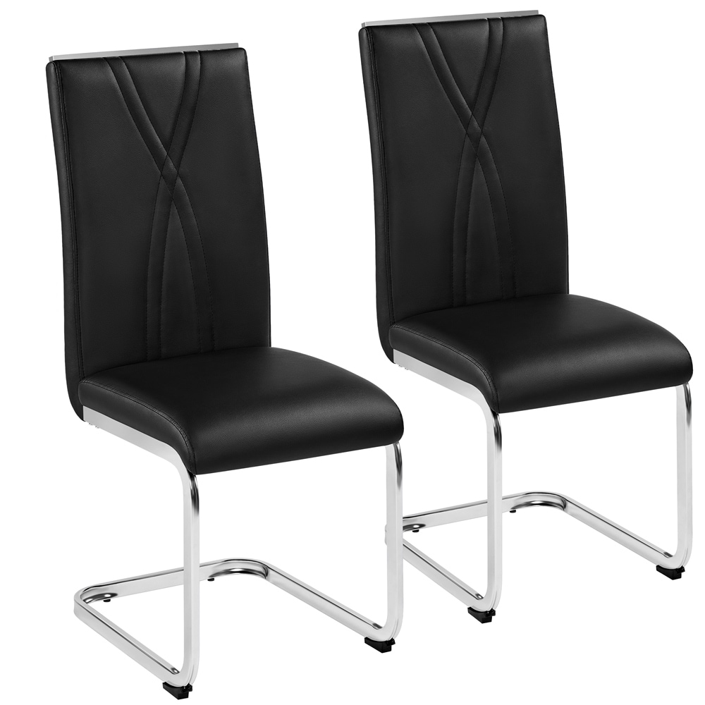 Yaheetech 2pcs Dining Chair Set with Metal Legs Faux Leather Dining Chairs   N/A