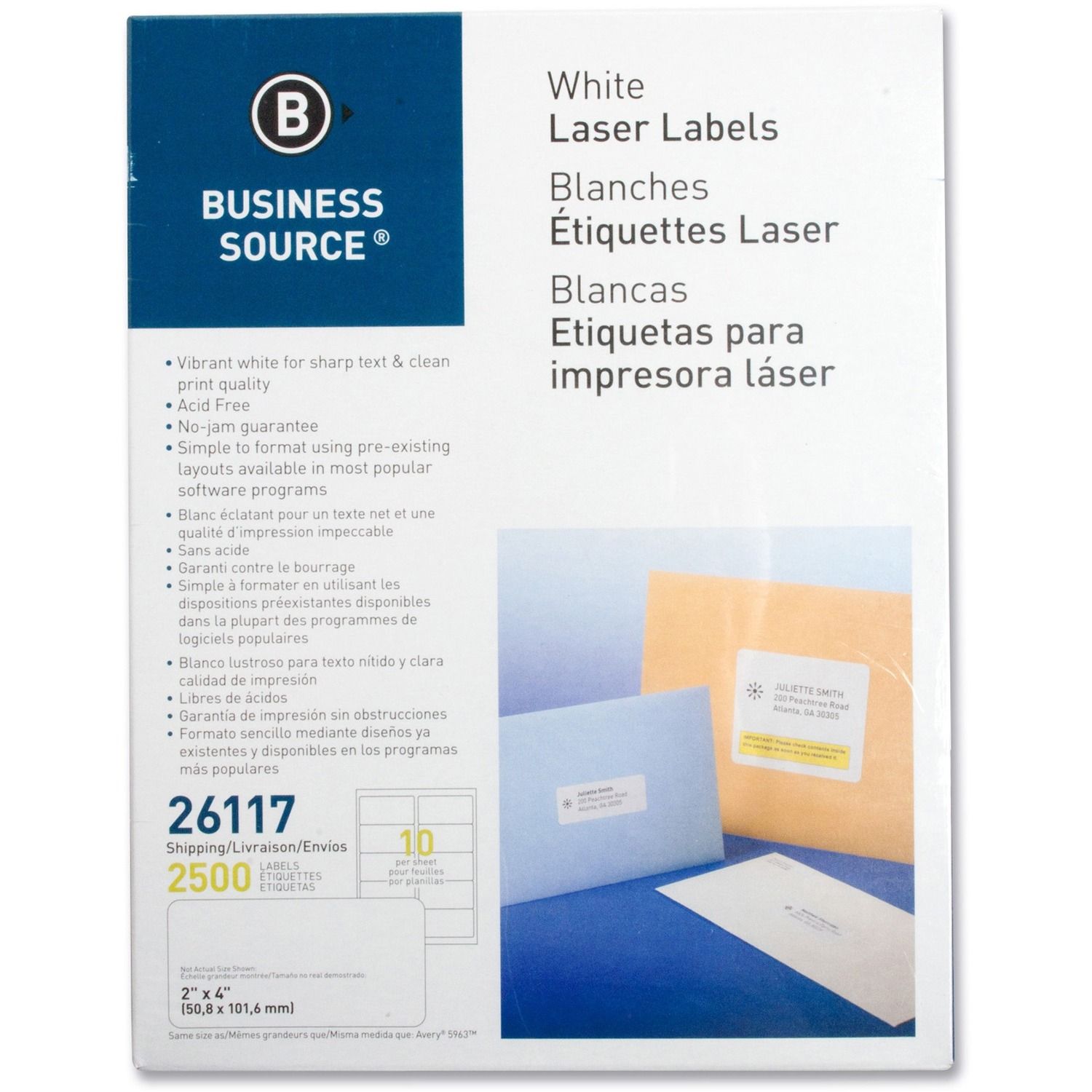 Bright White Premium-quality Shipping Labels by Business Source BSN26117