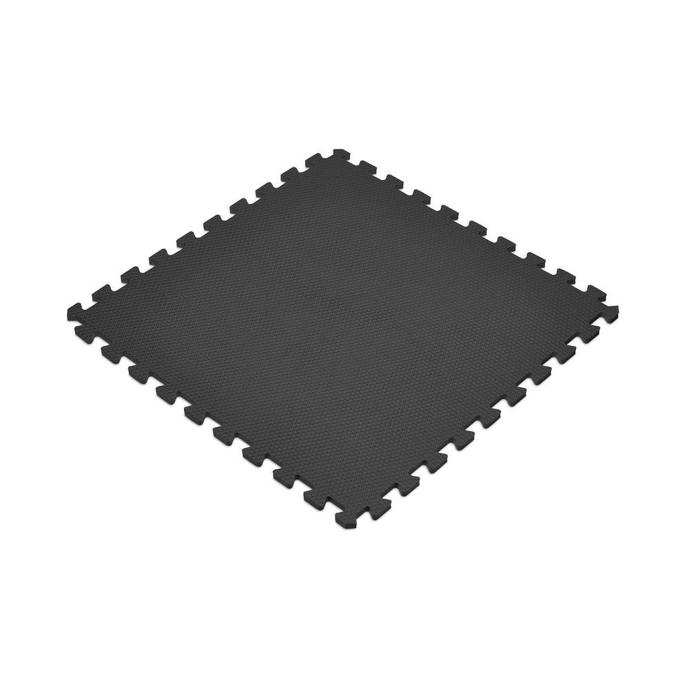 Norsk Black 24 in. x 24 in. x 0.47 in. Foam Interlocking Floor Mat (6-Pack) 240447