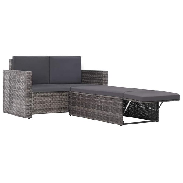 2 Piece Garden Lounge Set with Cushions Poly Rattan Gray - Overstock - 35108056