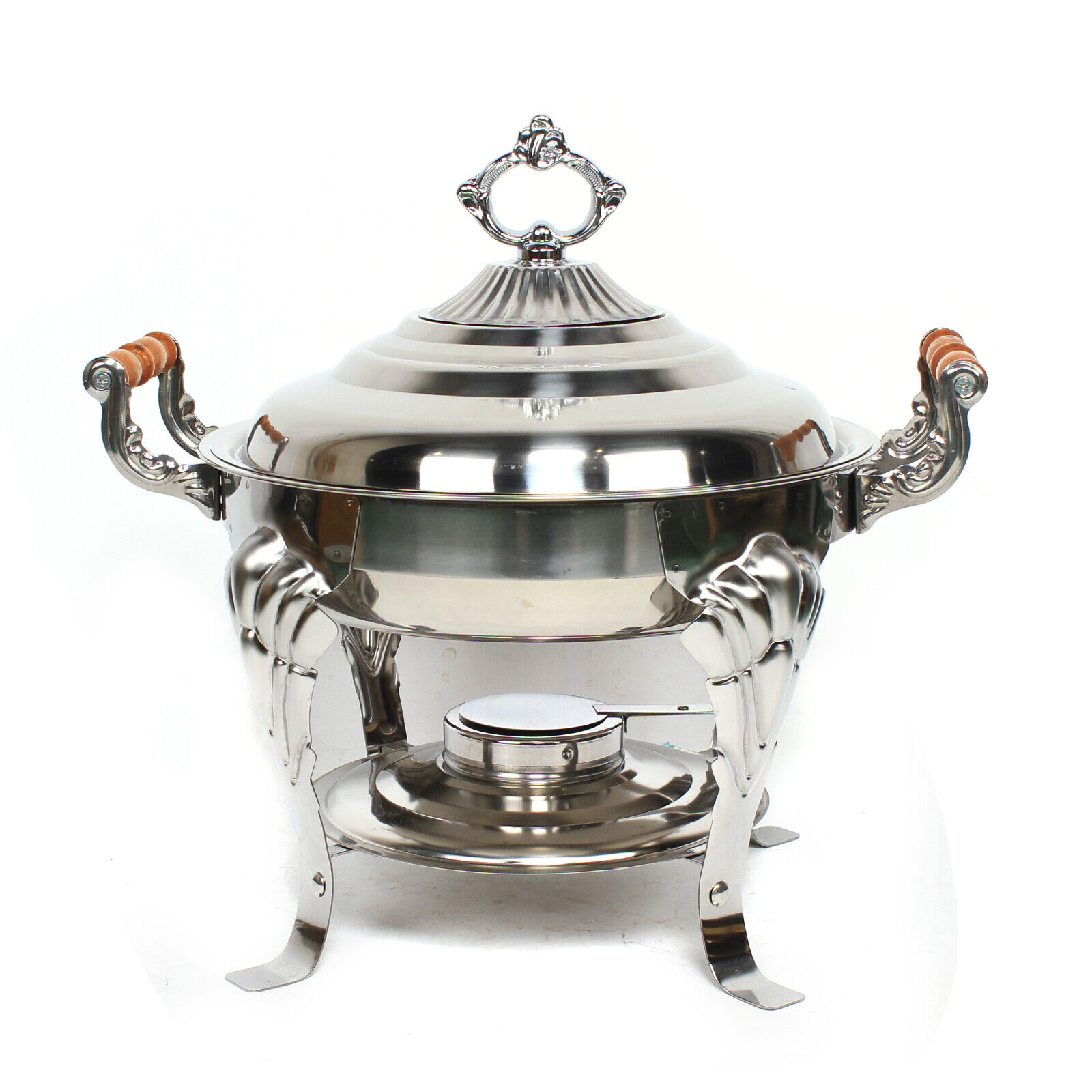 Oukaning Chafing Dish Stainless Steel Buffet Catering Tray Chafer Food Warmer Container Silver Rotate 30cm