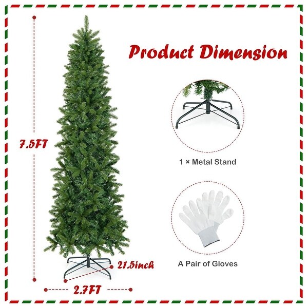 7.5 Ft Pencil Prelit Christmas Tree 200 Dual Color Lights