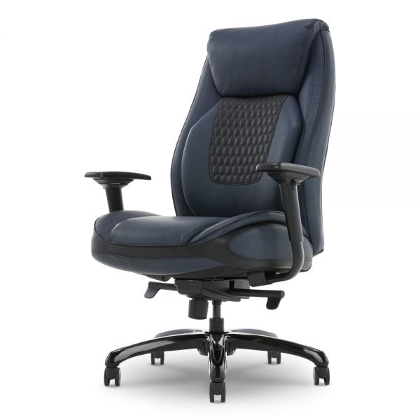 Shaquille O'Neal Nereus Ergonomic Bonded Leather High-Back Executive Chair， Navy