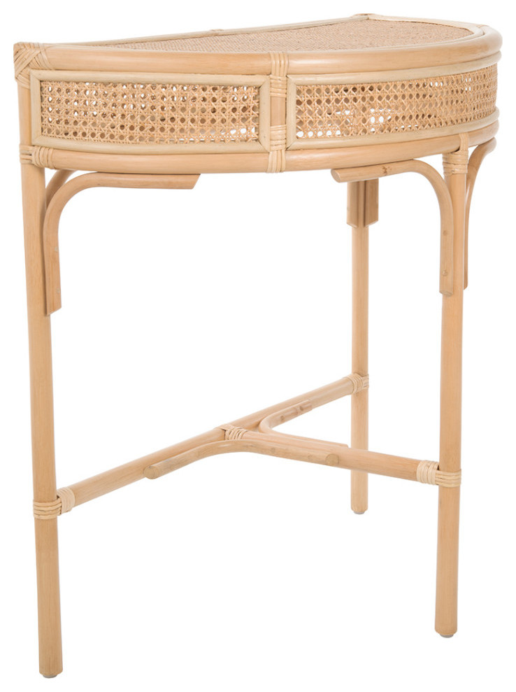 Rattan Cane Half Moon Semi Circular Console or End Table  Natural   Tropical   Console Tables   by KOUBOO  Houzz