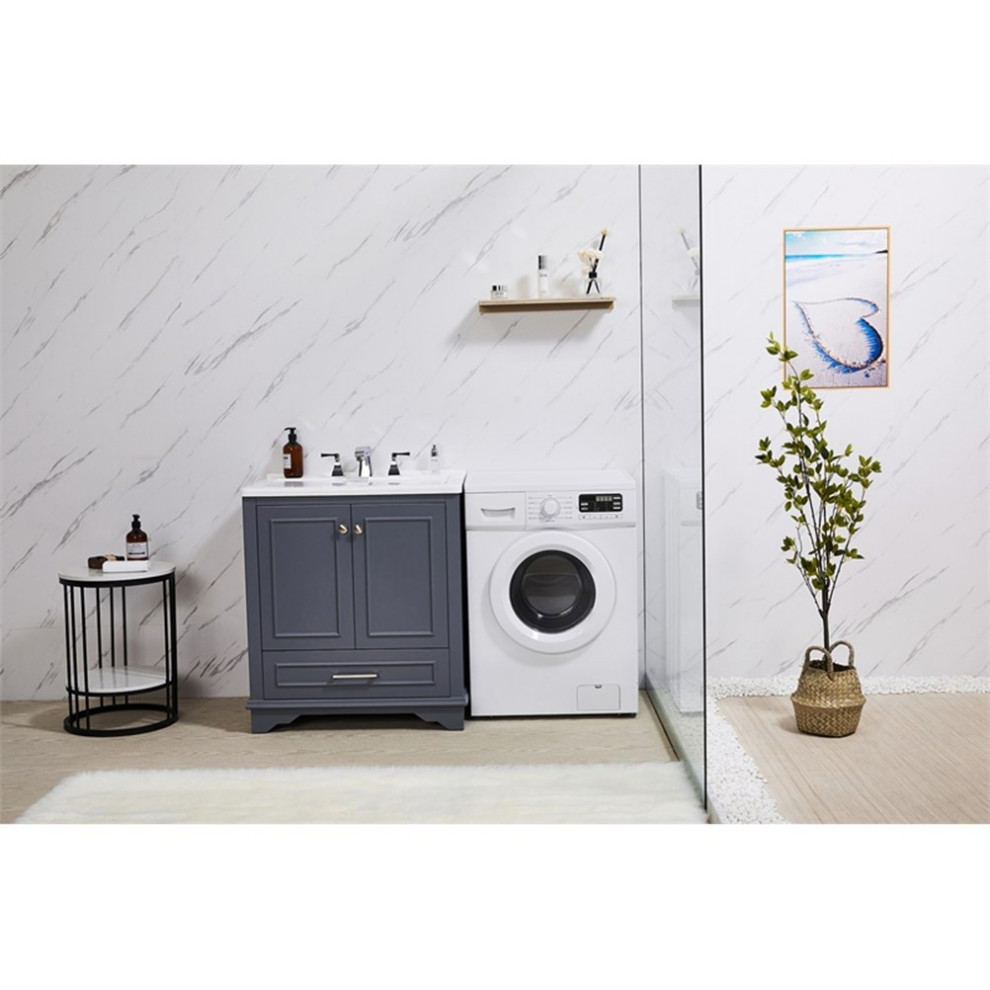 Stufurhome Danna 30 in. x 34 in. Grey Engineered Wood Laundry Sink   Transitional   Utility Sinks   by Homesquare  Houzz