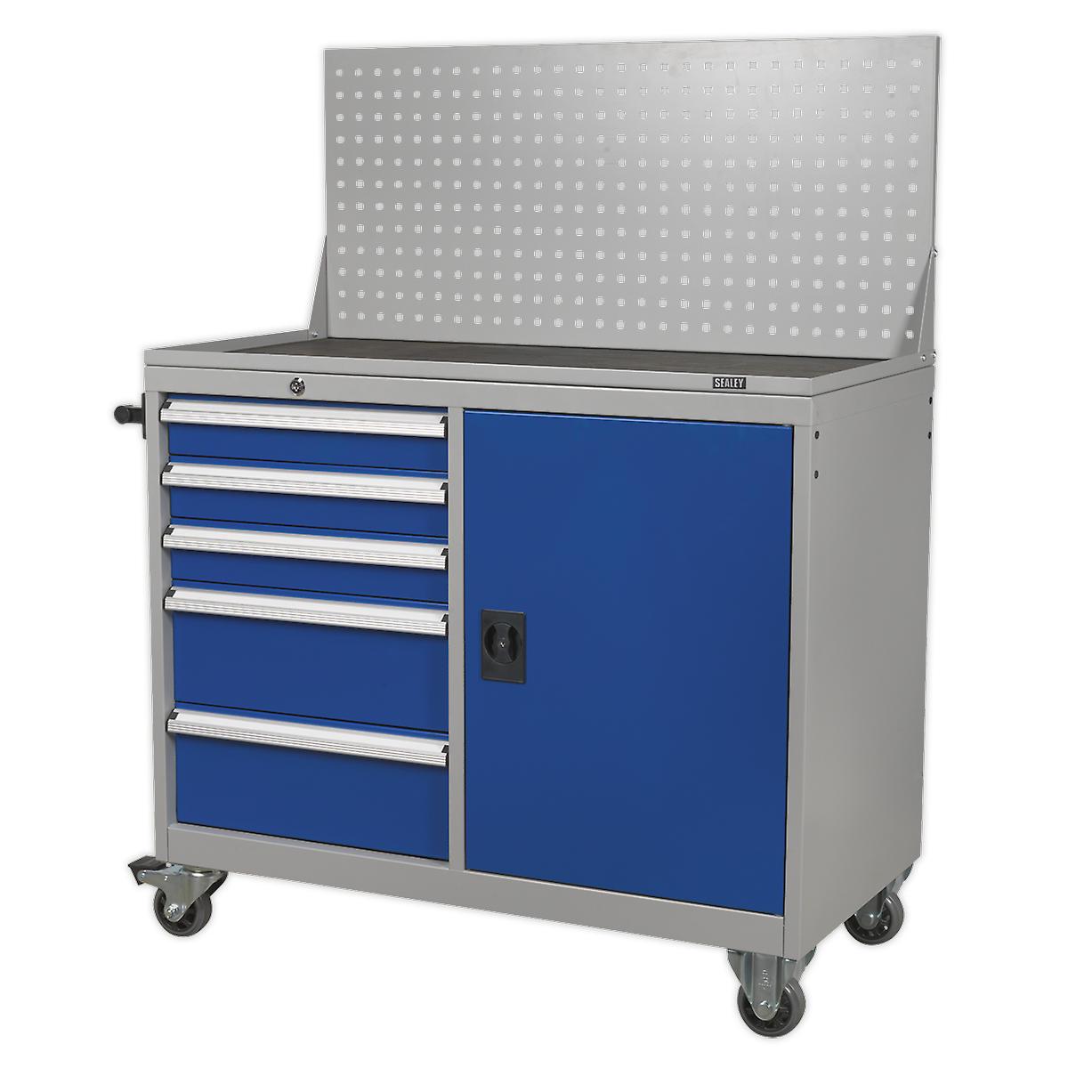 Sealey Api1103A Industrial Mobile Workstation 5 Drawer And 1 Shelf Locker