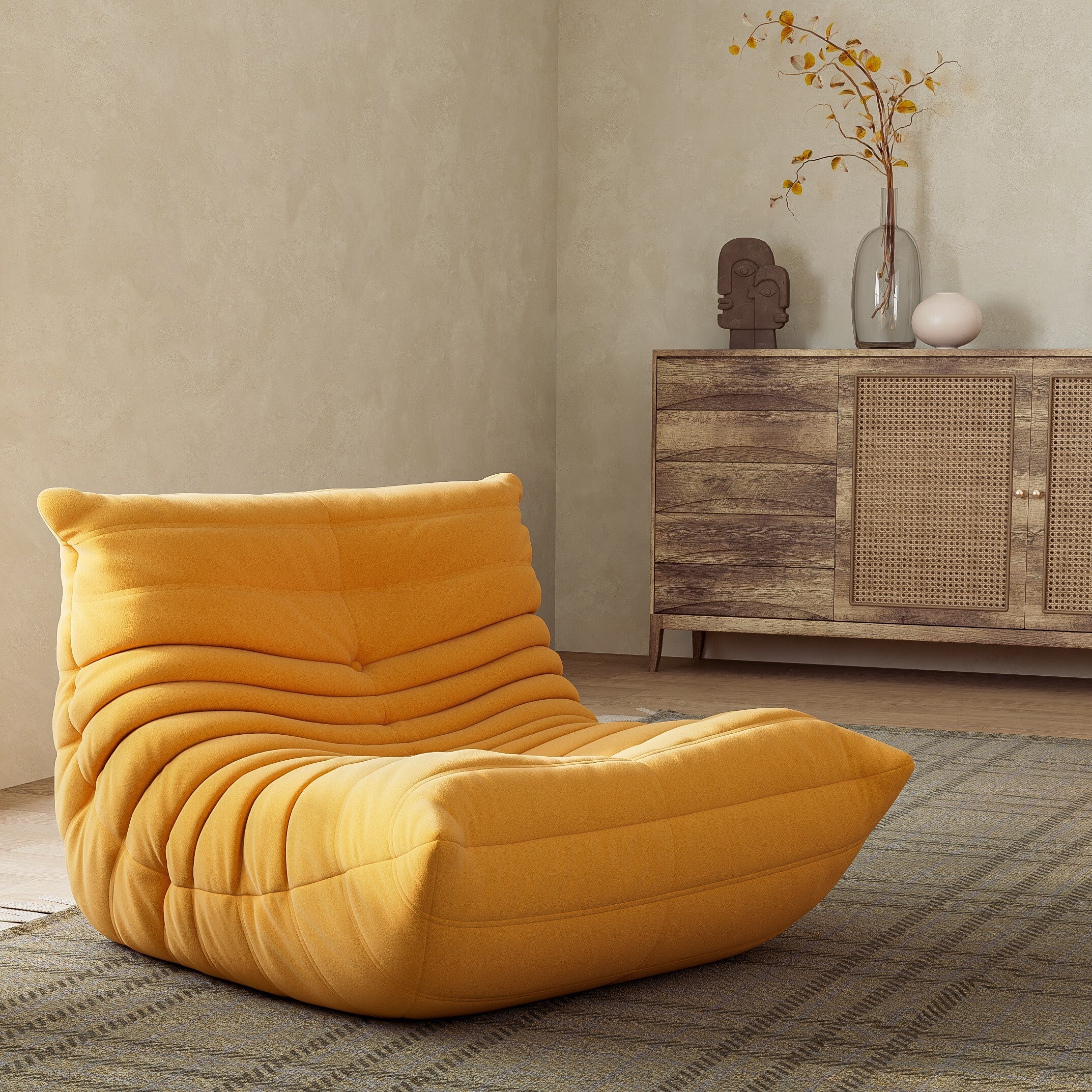 Cottinch Bean Bag Chair, All Ages, Suede Yellow