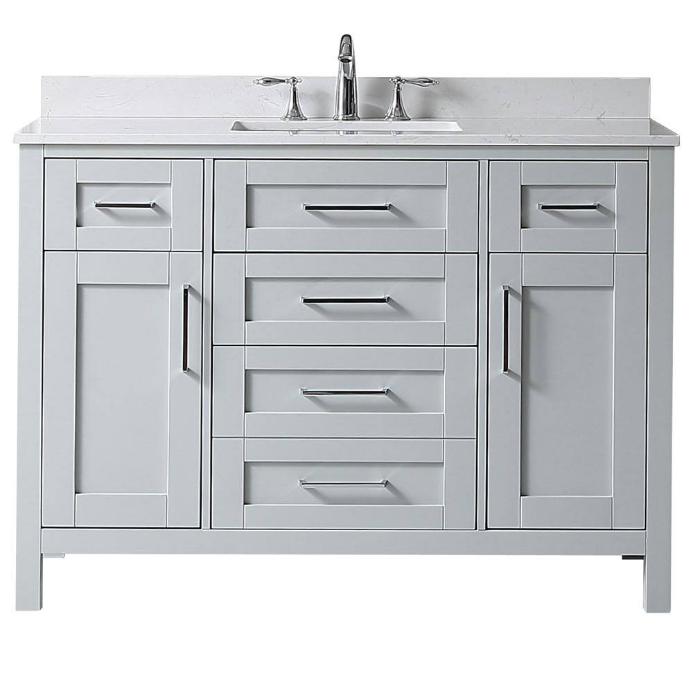 Home Decorators Collection Riverdale 48 in. W x 21 in. D Vanity in Dove Grey with a Cultured Marble Vanity Top in White with White Sink Riverdale 48G