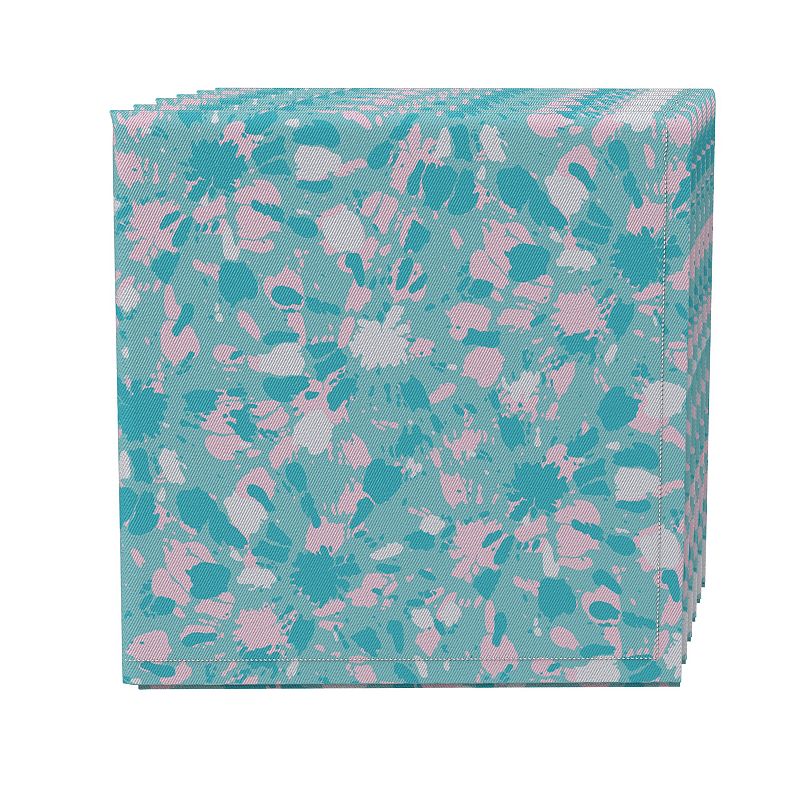 Napkin Set of 4， 100% Cotton， 20x20， Pink Aqua Tie Dye