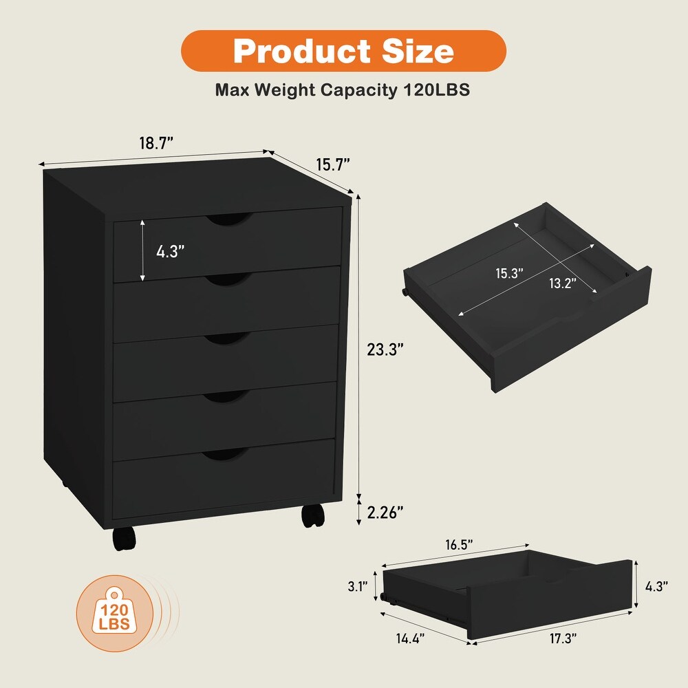 Wooden 7 Drawer Chest   Storage Cabinets With Wheels Dressers Wood Dresser Cabinet Mobile Organizer Drawers