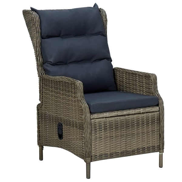 vidaXL Reclining Patio Chair with Footstool Poly Rattan Brown