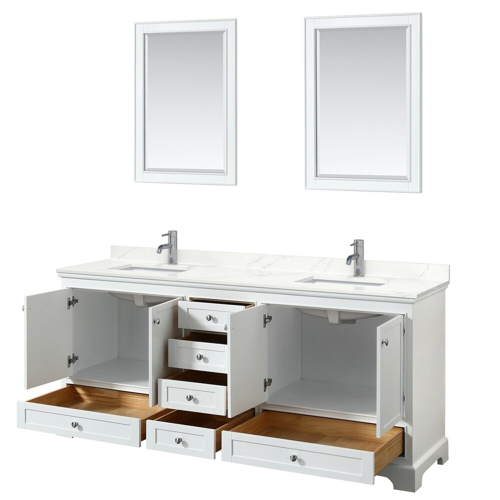 Deborah 80 inch Double Vanity  Quartz Top  24 inch Mirrors