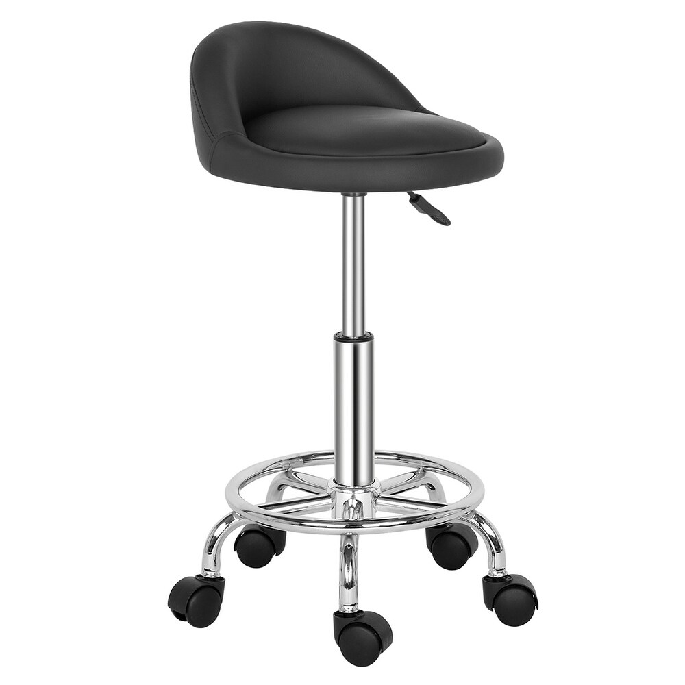 Semi PU leather Technician's Stool  Round Stool with Small Backrest