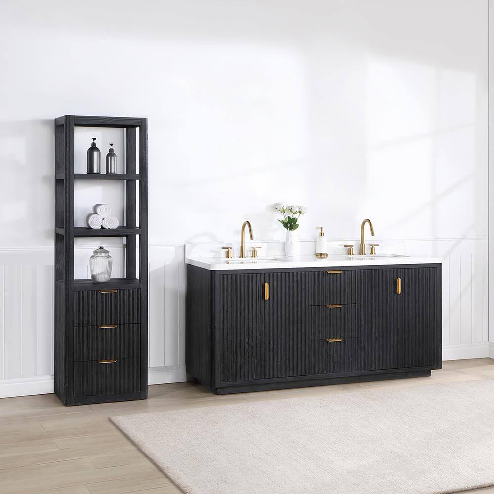 ROSWELL Cadiz Double Bathroom Vanity with White Composite Stone Top 804172-FB-LW-NM