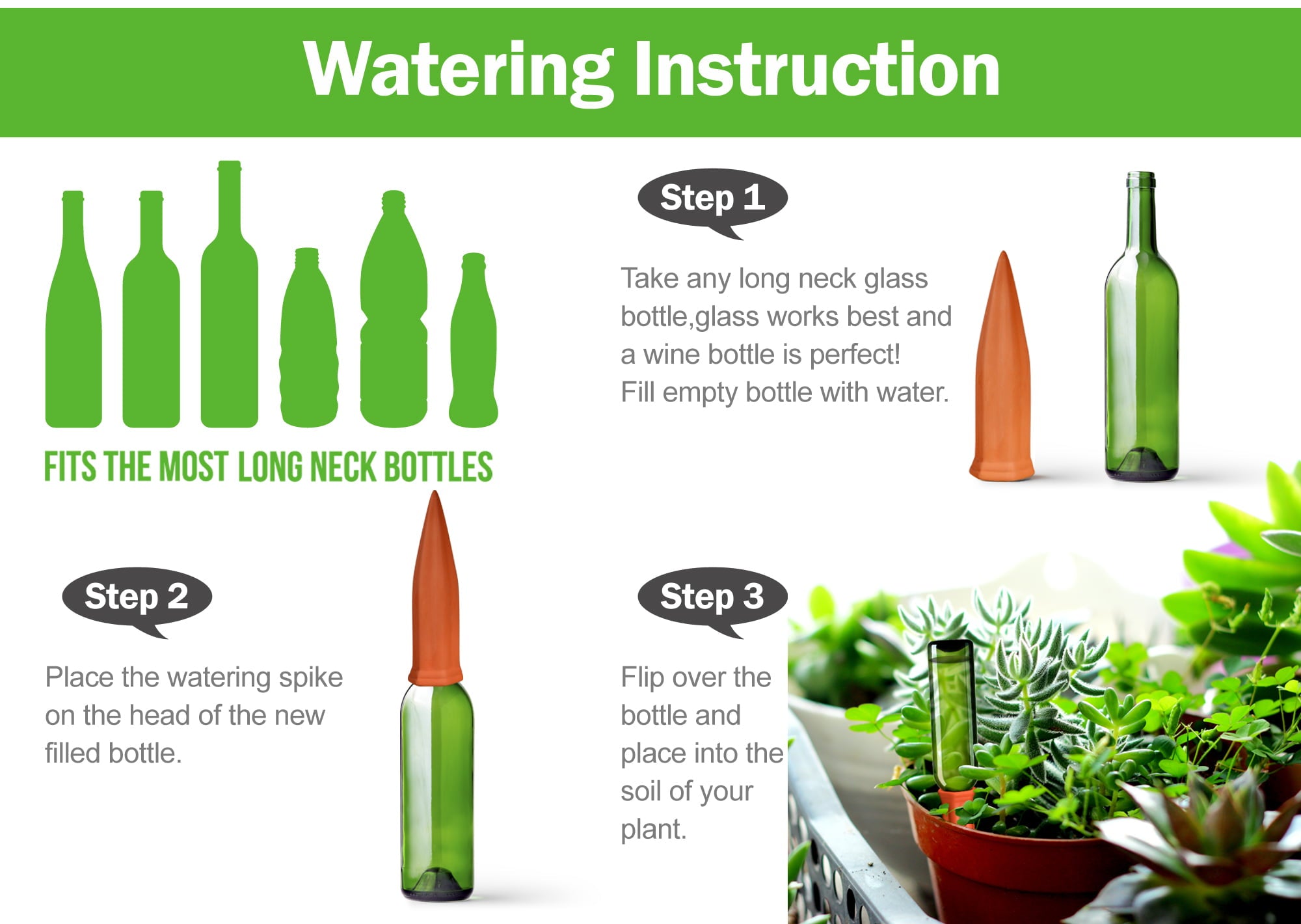 B SEPOR Ceramic Plant Waterer Terracotta Self Watering Spikes for Vacation or Holiday (10Pack)