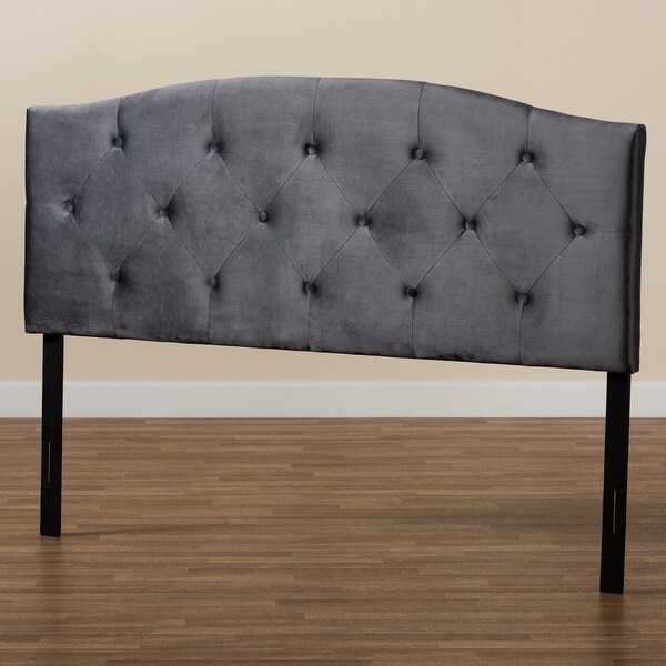 Leone Modern and Contemporary Velvet Upholstered Headboard-Grey - - 34807942