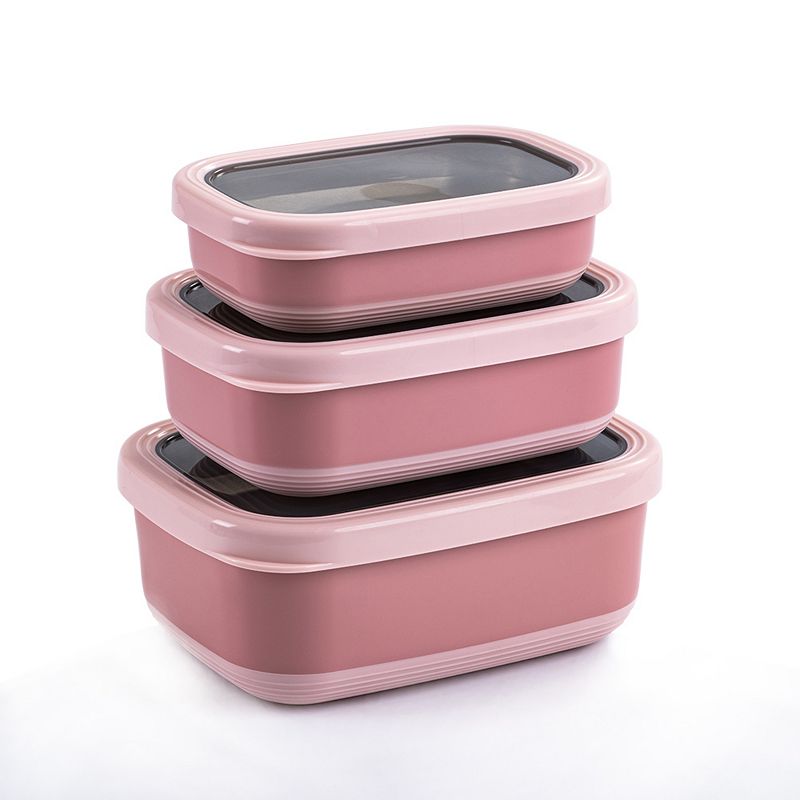 Lille Home Premium Leakproof Stainless Steel Food Containers/Bento Lunch Box With Anti-Slip Exterior， Set of 3， 470ML， 900ML， 1.4L