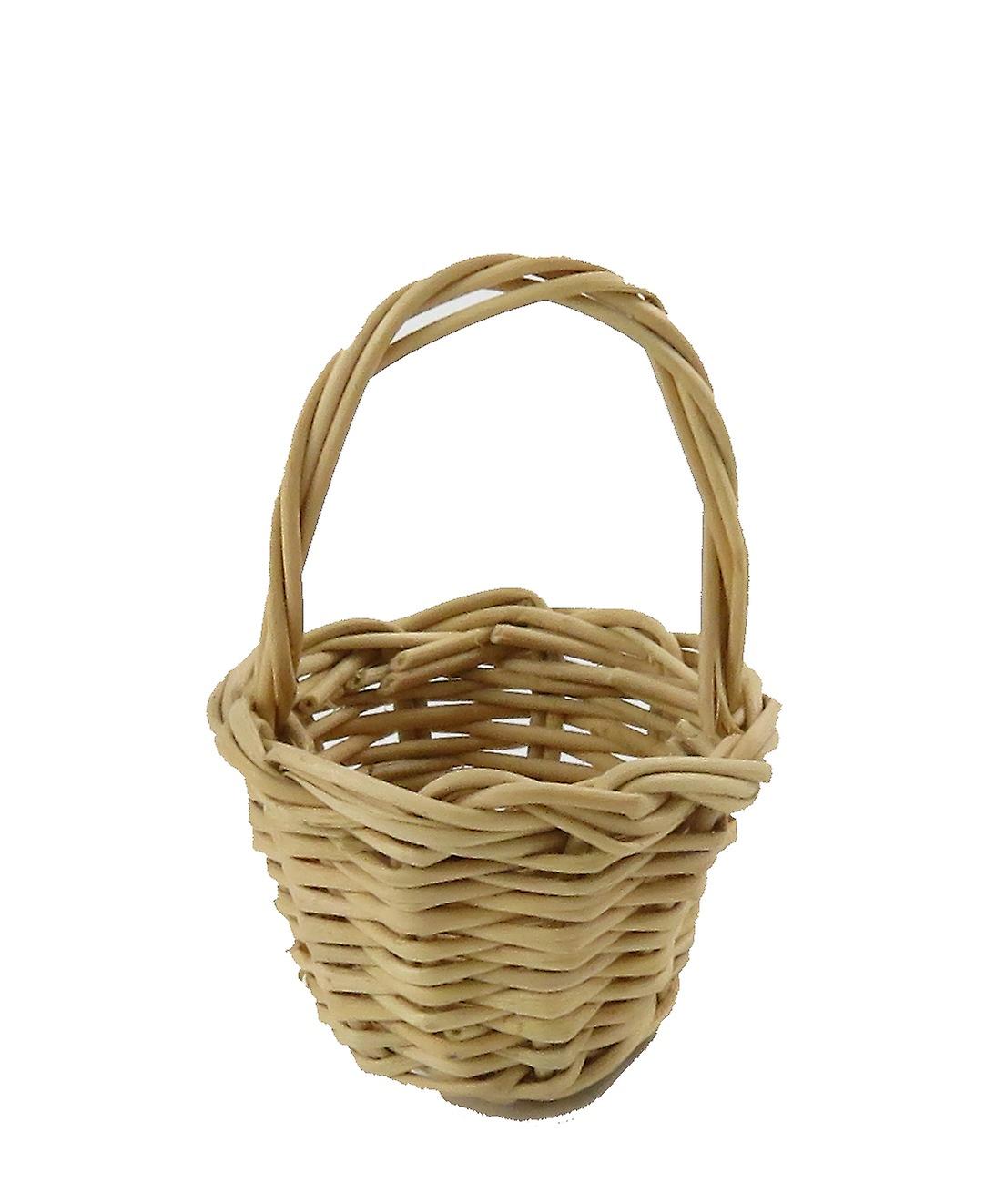 Dolls House Medium Wicker Woven Round Basket Miniature Shop Garden Accessory