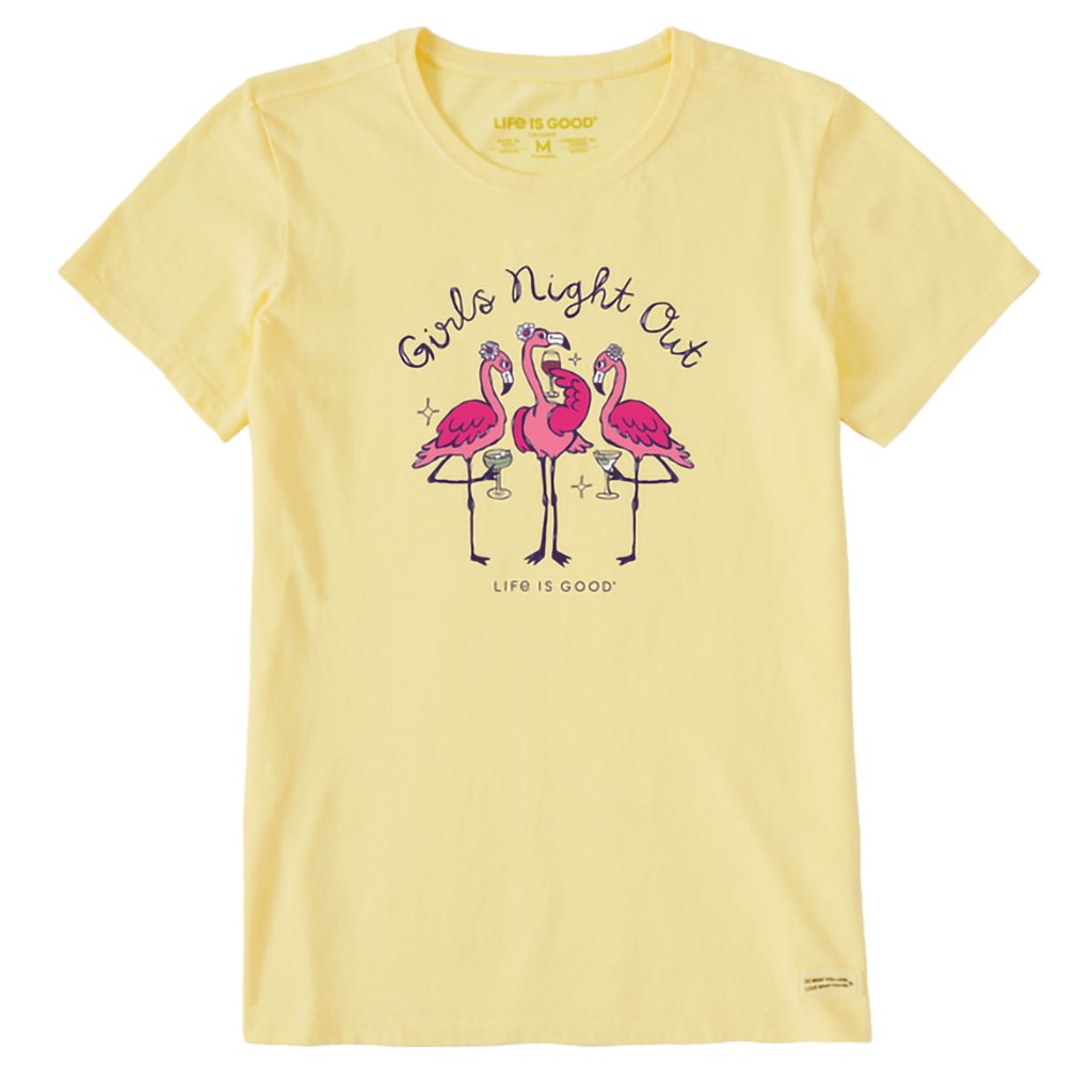 Life Is Good  Women's Girls Night Out Flamingo Short Sleeve Tee