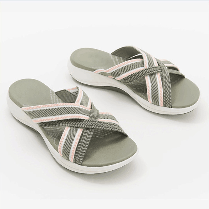 Stretch Cross Orthotic Slide Sandals