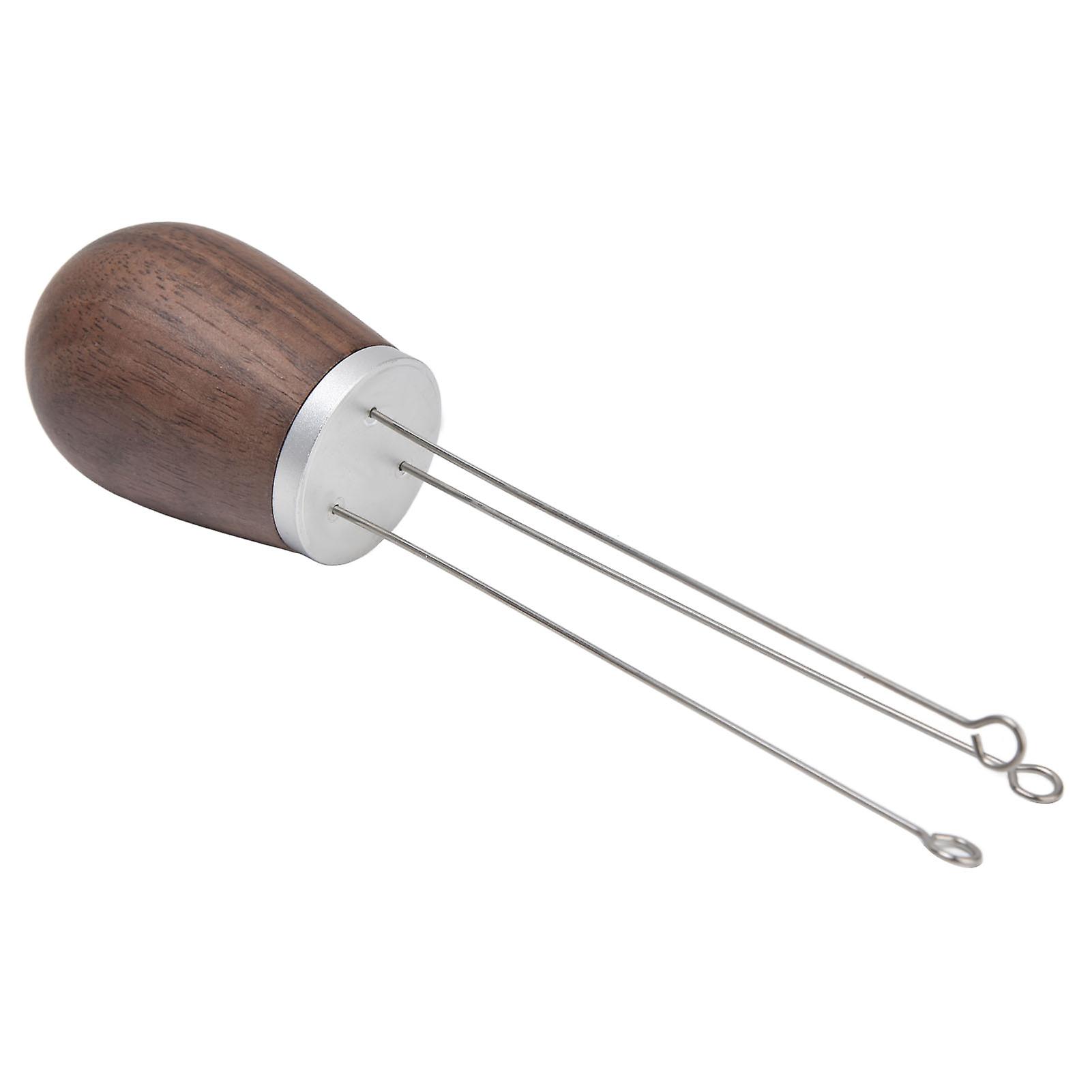 Needle Distributor Portable Coffee Powder Stainless Steel Stirring Tool With Wooden Handle