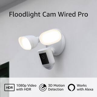 Ring Floodlight Cam Wired Pro - Smart Security Video Camera with 2 LED Lights Dual Band Wifi 3D Motion Detection White B08FCWRXQR