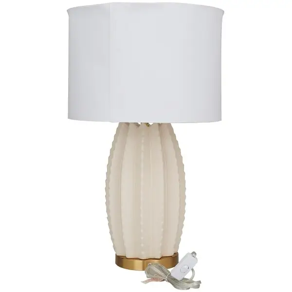 CosmoLiving by Cosmopolitan Cream Ceramic Base Table Lamp