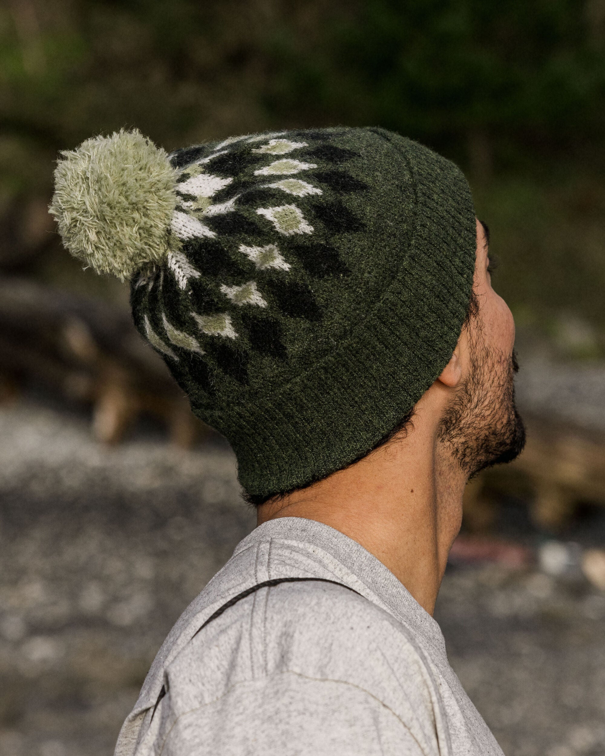 Snowdrop Recycled Bobble Hat - Khaki