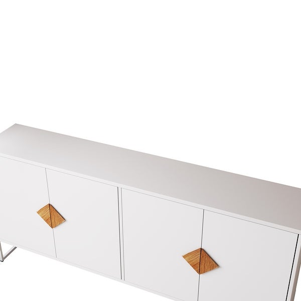 White Modern Sideboard，Kitchen Storage Cabinet with Metal Legs