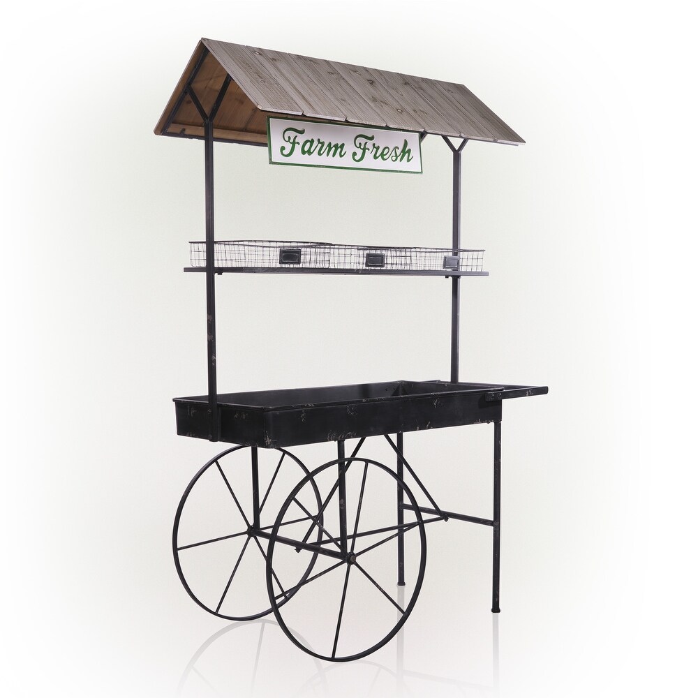Alpine Corporation Farm Fresh Indoor/Outdoor Metal and Wood Garden Cart  51\