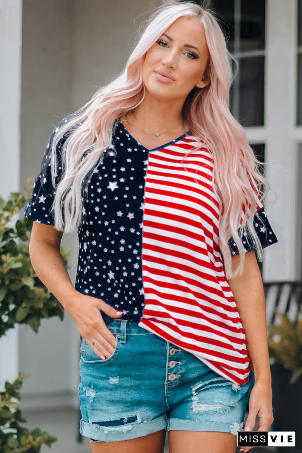 July 4th Stars and Stripes USA Flag Tee