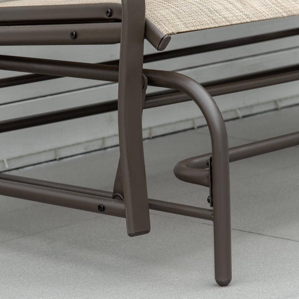 Outsunny 5825 in W Brown Metal Outdoor Glider with Center Table