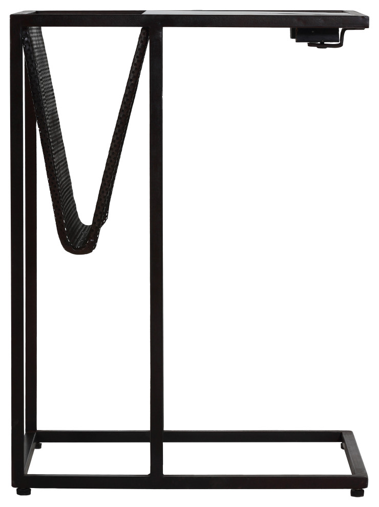 Bare Decor Maggi Magazine Rack Table  Black Metal With Marble   Transitional   Side Tables And End Tables   by CozyStreet  Houzz