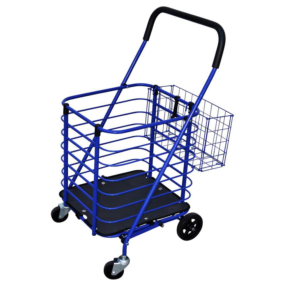 MW Steel Shopping Cart in Blue with Accessory Basket SC34