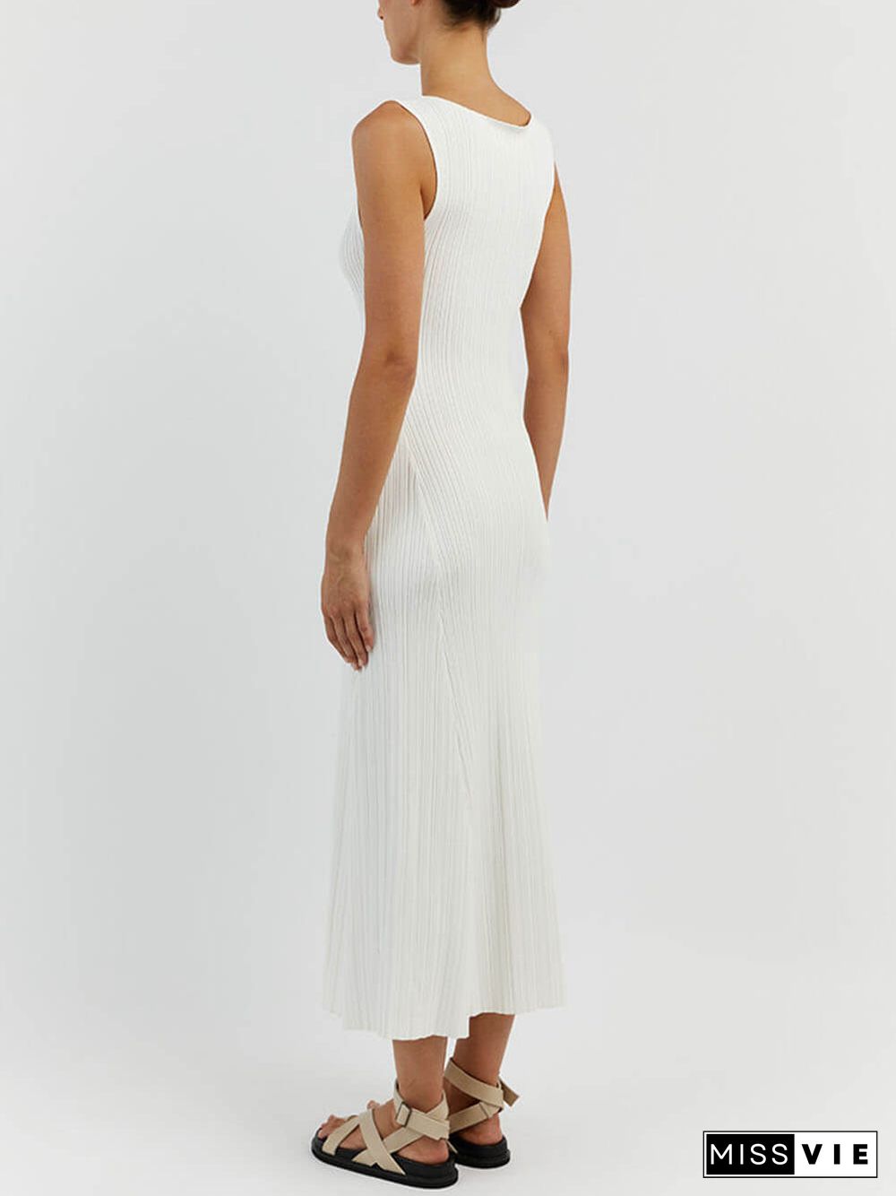 Off-White Sleeveless Midi Dress