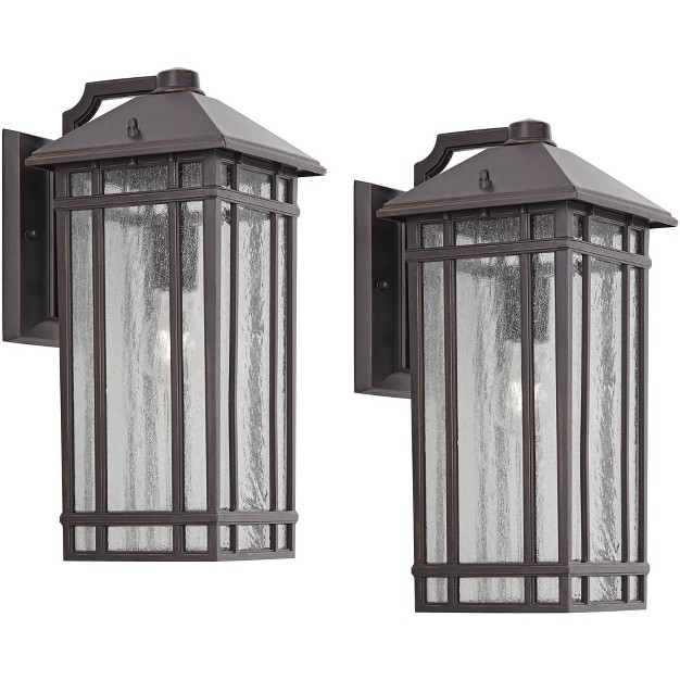 Kathy Ireland Sierra Craftsman 16 1 2 quot h Outdoor Wall Light Set Of 2