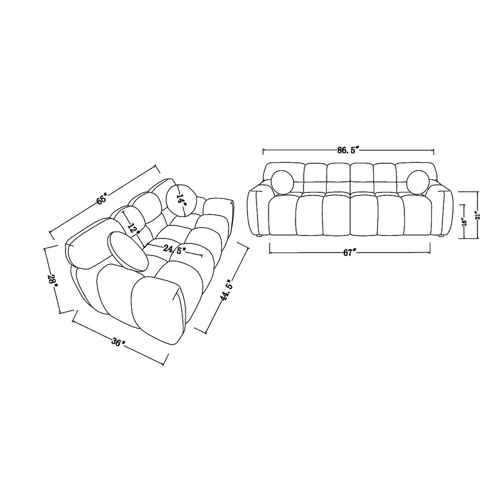 Beige Boucle Sectional Sofa Sets Marshmallow Loveseat Settee